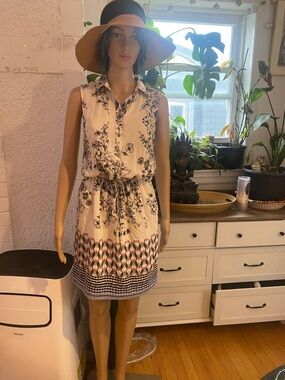 Charlie Jade Black and White Floral Midi Dress
